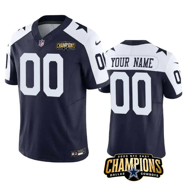 Men's Dallas Cowboys Active Player Custom Nay/White 2023 F.U.S.E. NFC East Champions Patch Stitched Football Jersey