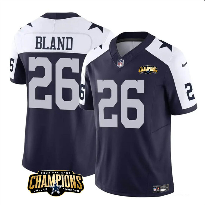 Men's Dallas Cowboys #26 DaRon Bland Navy/White 2023 F.U.S.E. NFC East Champions Patch Stitched Football Jersey