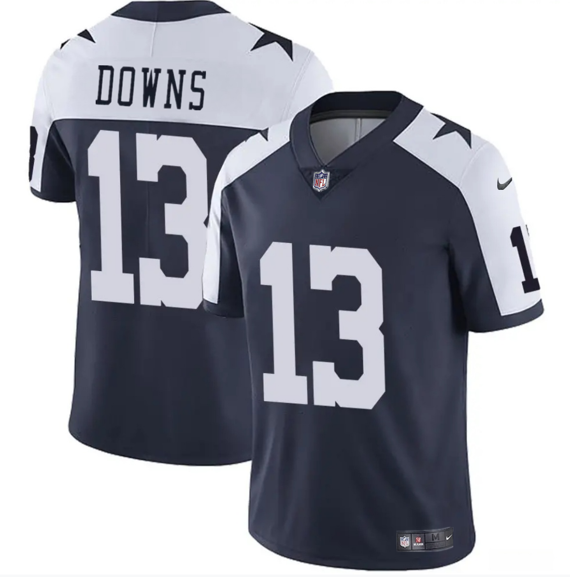 Men's Dallas Cowboys #13 Caleb Downs Navy/White 2026 Draft Thanksgiving Vapor Untouchable Limited Stitched Football Jersey