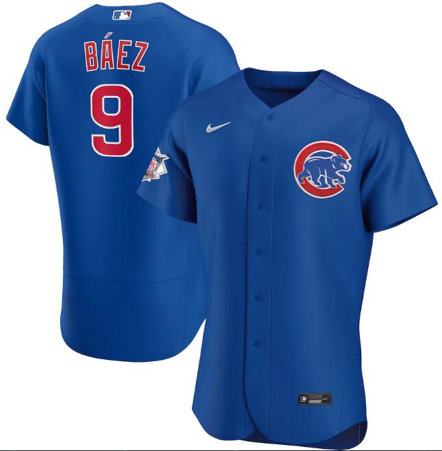 Men's Chicago Cubs #9 Javier Baez Blue MLB Flex Base Stitched Jersey