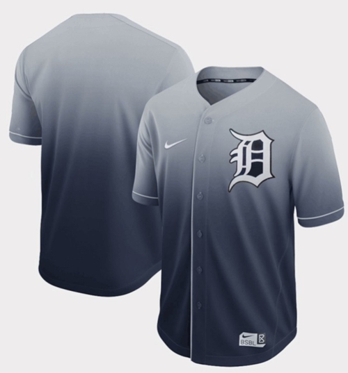 Nike Tigers Blank Navy Fade Authentic Stitched MLB Jersey