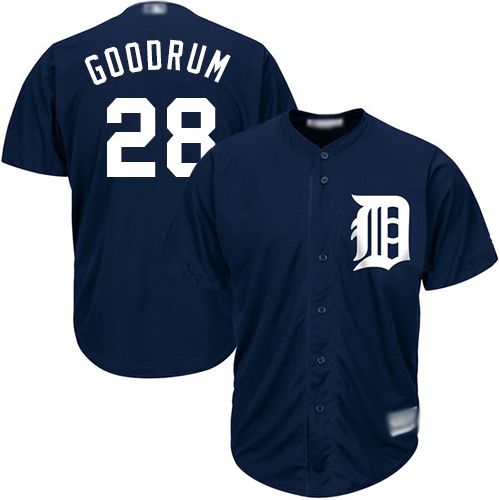 Tigers #28 Niko Goodrum Navy Blue New Cool Base Stitched MLB Jersey
