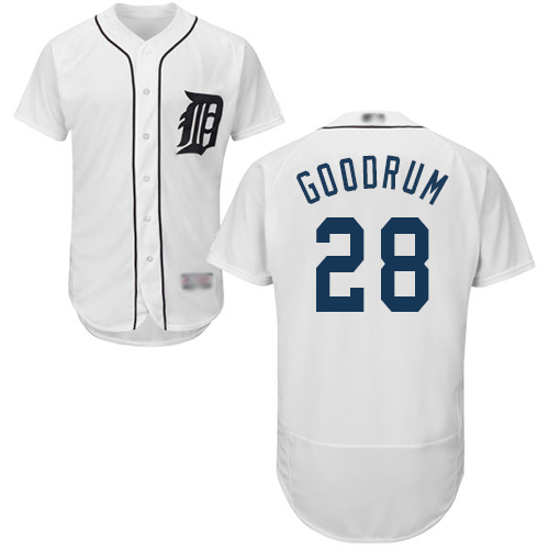 Tigers #28 Niko Goodrum White Flexbase Authentic Collection Stitched MLB Jersey