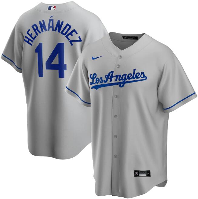 Men's Los Angeles Dodgers #14 Kiké Hernández Grey MLB Cool Base Stitched Jersey