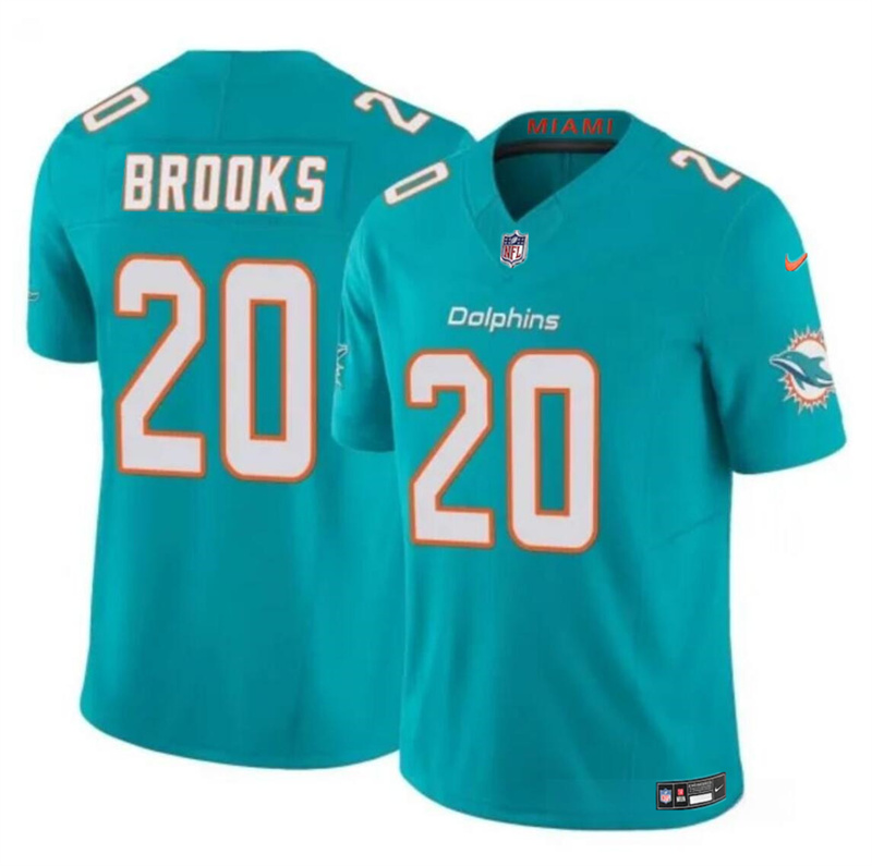 Men's Miami Dolphins #20 Jordyn Brooks Aqua 2024 F.U.S.E Vapor Limited Stitched Football Jersey