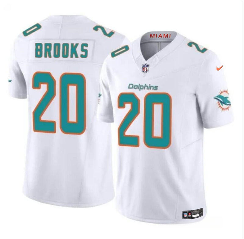 Men's Miami Dolphins #20 Jordyn Brooks White 2024 F.U.S.E Vapor Limited Stitched Football Jersey