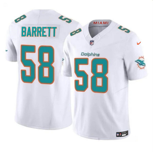 Men's Miami Dolphins #58 Shaquil Barrett White 2023 F.U.S.E Vapor Limited Stitched Football Jersey