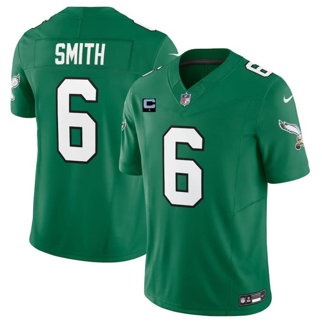 Men's Philadelphia Eagles #6 DeVonta Smith Green 2023 F.U.S.E. With 1-Star C Patch Vapor Untouchable Limited Stitched Football Jersey