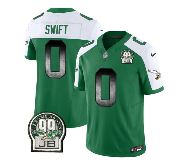 Men's Philadelphia Eagles #0 D'Andre Swift Green/White 2023 F.U.S.E. Throwback Vapor Untouchable Limited Stitched Football Jersey