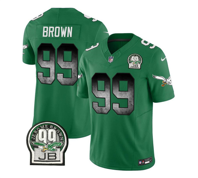 Men's Philadelphia Eagles #99 Jerome Brown Green 2023 F.U.S.E. Throwback Vapor Untouchable Limited Stitched Football Jersey