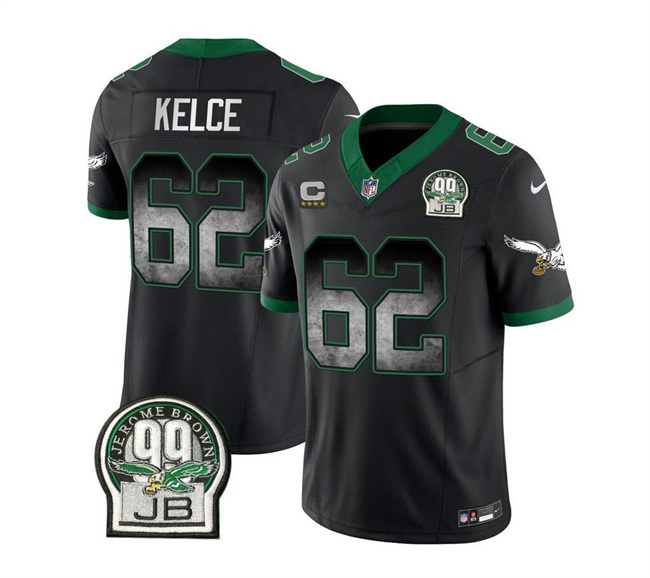Men's Philadelphia Eagles #62 Jason Kelce Black 2023 F.U.S.E. With 4-star C Patch Throwback Vapor Untouchable Limited Stitched Football Jersey