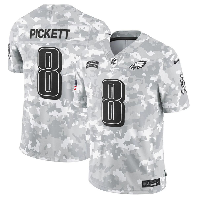 Men's Philadelphia Eagles #8 Kenny Pickett 2024 F.U.S.E Arctic Camo Salute to Service Limited Stitched Football Jersey
