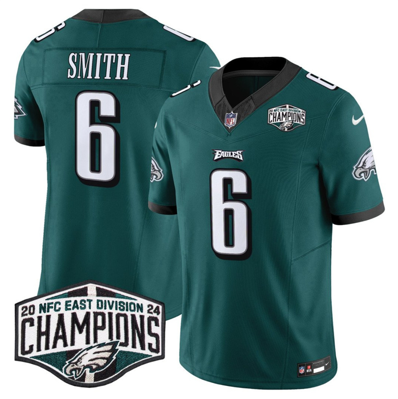 Men's Philadelphia Eagles #6 DeVonta Smith Green 2024 NFC East Champions F.U.S.E. Vapor Untouchable Limited Stitched Football Jersey Men's Philadelphia Eagles #6 DeVonta Smith Green 2024 NFC East Champions F.U.S.E. Vapor Untouchable Limited Stitched Football Jersey