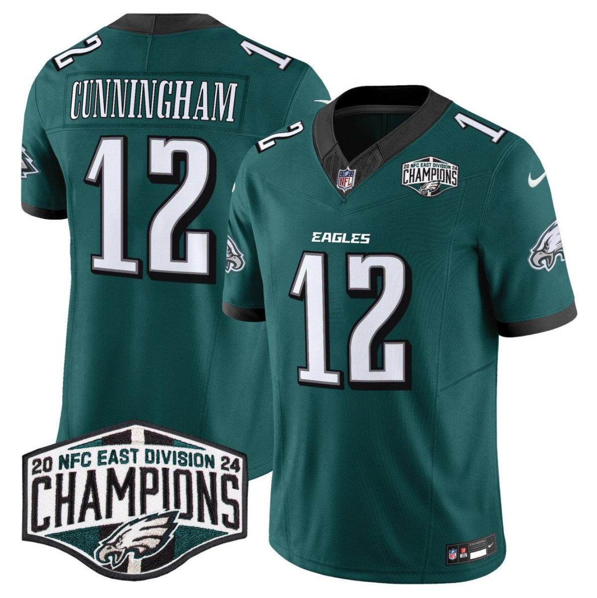 Men's Philadelphia Eagles #12 Randall Cunningham Green 2024 New NFC East Champions F.U.S.E. Vapor Untouchable Limited Stitched Football Jersey Men's Philadelphia Eagles #12 Randall Cunningham Green 2024 New NFC East Champions F.U.S.E. Vapor Untouchable Limited Stitched Football Jersey