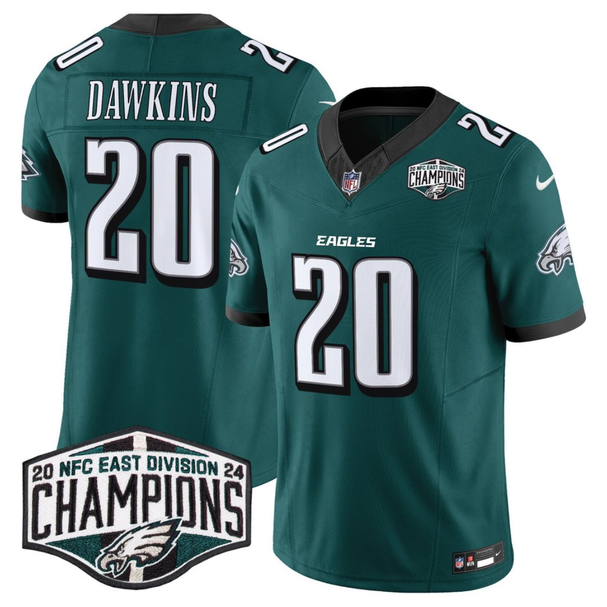 Men's Philadelphia Eagles #20 Brian Dawkins Green 2024 New NFC East Champions F.U.S.E. Vapor Untouchable Limited Stitched Football Jersey Men's Philadelphia Eagles #20 Brian Dawkins Green 2024 New NFC East Champions F.U.S.E. Vapor Untouchable Limited Stitched Football Jersey