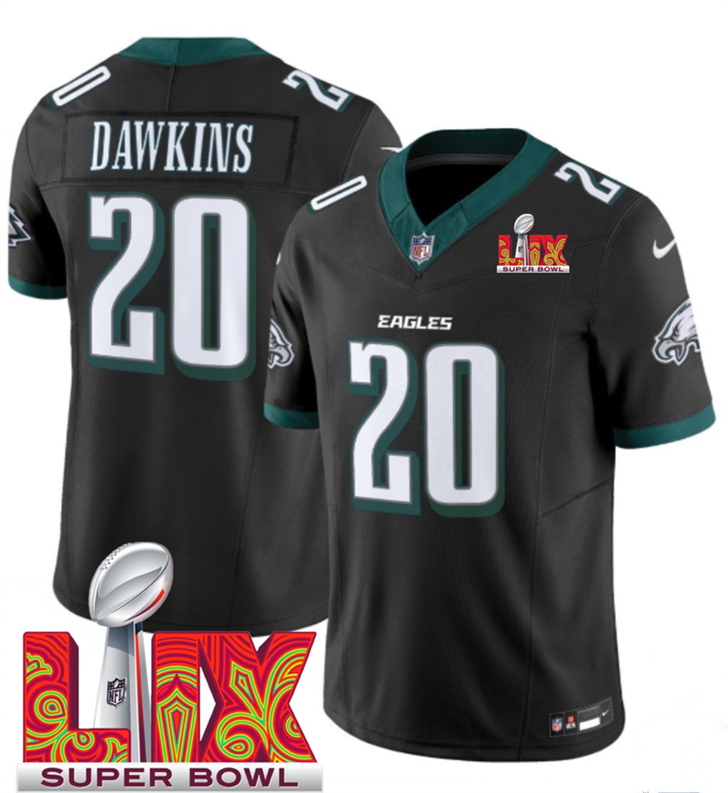 Men's Philadelphia Eagles #20 Brian Dawkins Black F.U.S.E. 24/25 Super Bowl LIX Vapor Untouchable Limited Stitched Football Jersey