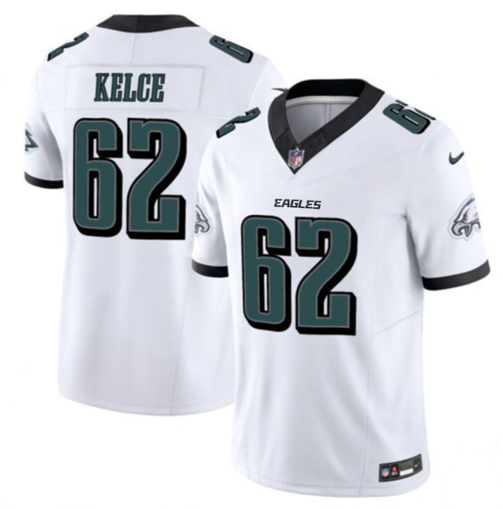 Men's Philadelphia Eagles #62 Jason Kelce White 2024 F.U.S.E. Vapor Untouchable Limited Throwback Stitched Football Jersey