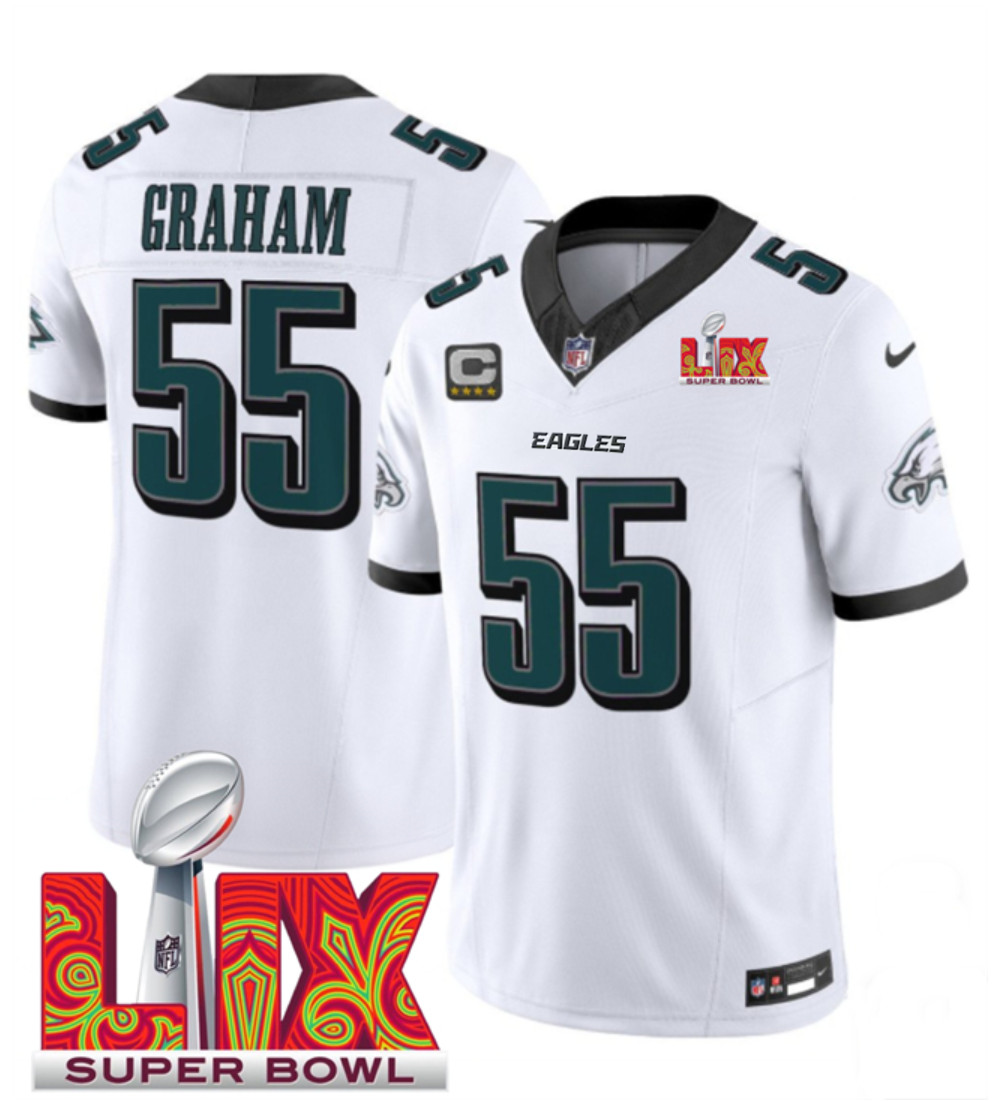 Men's Philadelphia Eagles #55 Brandon Graham White F.U.S.E. 24/25 Super Bowl LIX Vapor Untouchable Limited Stitched Football Jersey