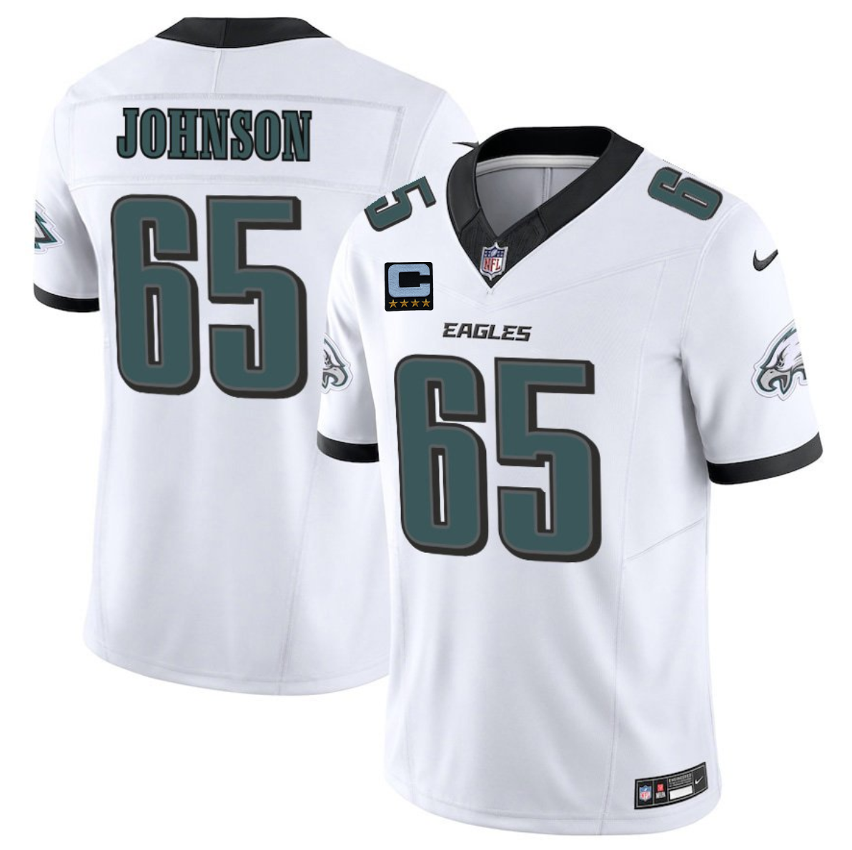 Men's Philadelphia Eagles #65 Lane Johnson White 2025 F.U.S.E. With 4-Star C Patch Vapor Untouchable Limited Stitched Football Jersey Men's Philadelphia Eagles #65 Lane Johnson White 2025 F.U.S.E. With 4-Star C Patch Vapor Untouchable Limited Stitched Football Jersey