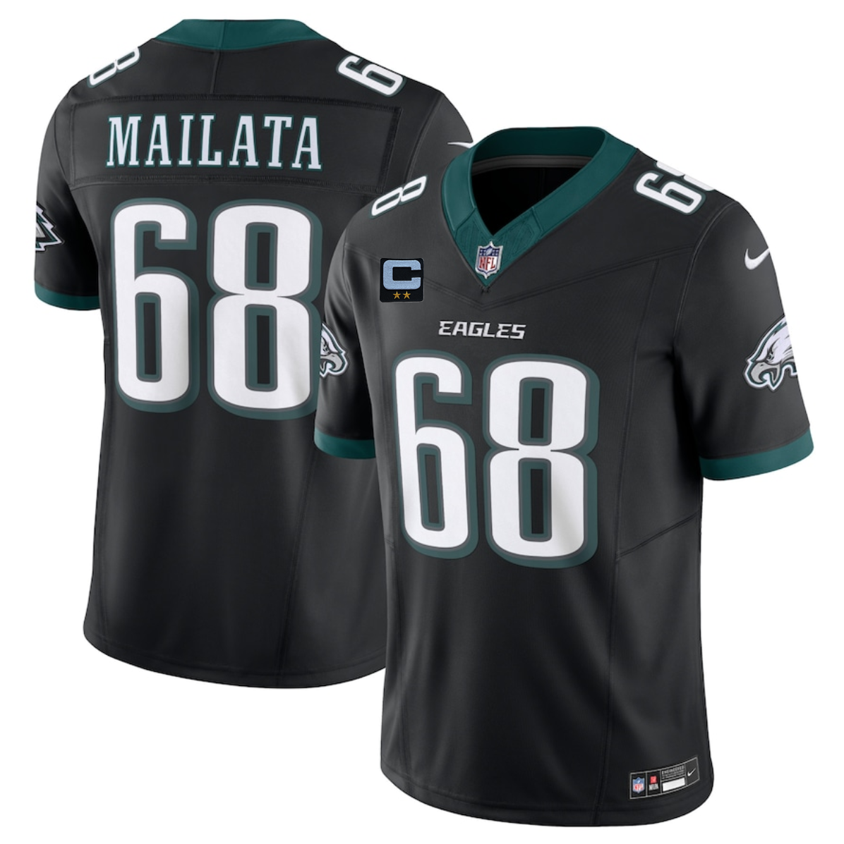 Men's Philadelphia Eagles #68 Jordan Mailata Black 2025 F.U.S.E. With 2-Star C Patch Vapor Untouchable Limited Throwback Stitched Football Jersey Men's Philadelphia Eagles #68 Jordan Mailata Black 2025 F.U.S.E. With 2-Star C Patch Vapor Untouchable Limited Throwback Stitched Football Jersey