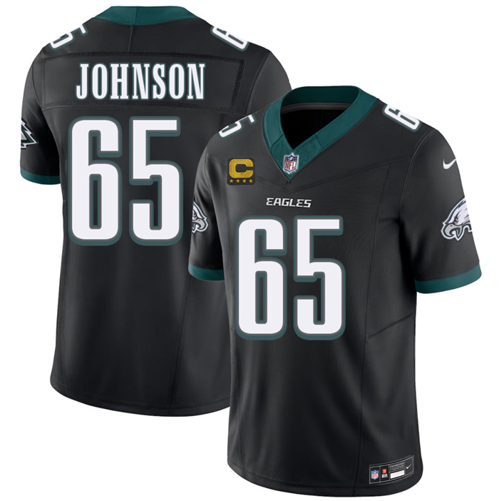 Men's Philadelphia Eagles #65 Lane Johnson Black 2026 F.U.S.E. 4-Star C Patch Vapor Untouchable Limited Throwback Stitched Football Jersey