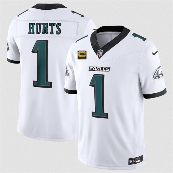 Men's Philadelphia Eagles #1 Jalen Hurts White 2026 F.U.S.E. 4-Star C Patch Vapor Untouchable Limited Stitched Football Jersey