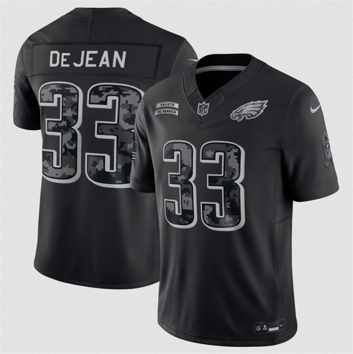 Men's Philadelphia Eagles #33 Cooper DeJean Black F.U.S.E. 2026 Salute to Service Limited Stitched Football Jersey