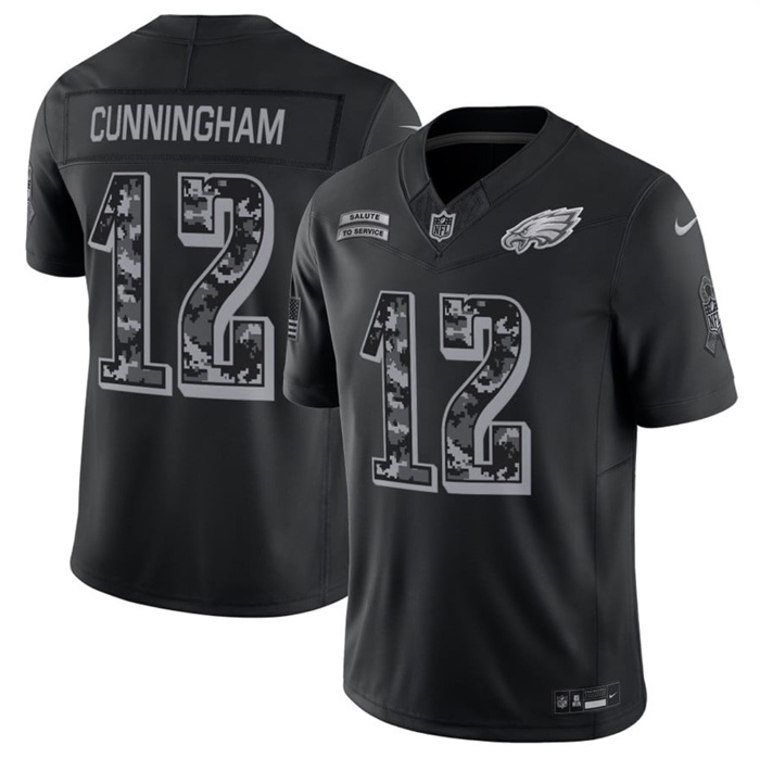 Men's Philadelphia Eagles #12 Randall Cunningham Black F.U.S.E. 2026 Salute to Service Limited Stitched Football Jersey