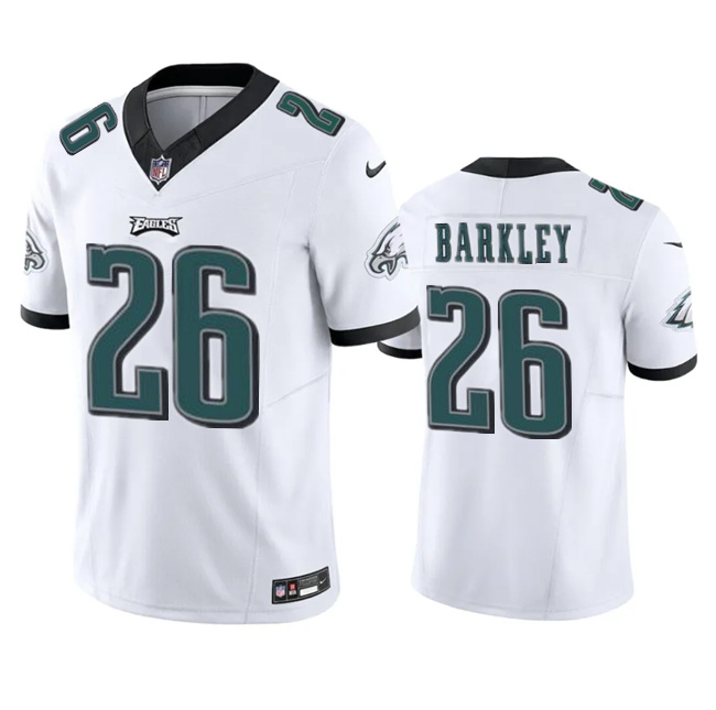 Men's Philadelphia Eagles #26 Saquon Barkley White 2023 F.U.S.E. Vapor Untouchable Limited Stitched Football Jersey