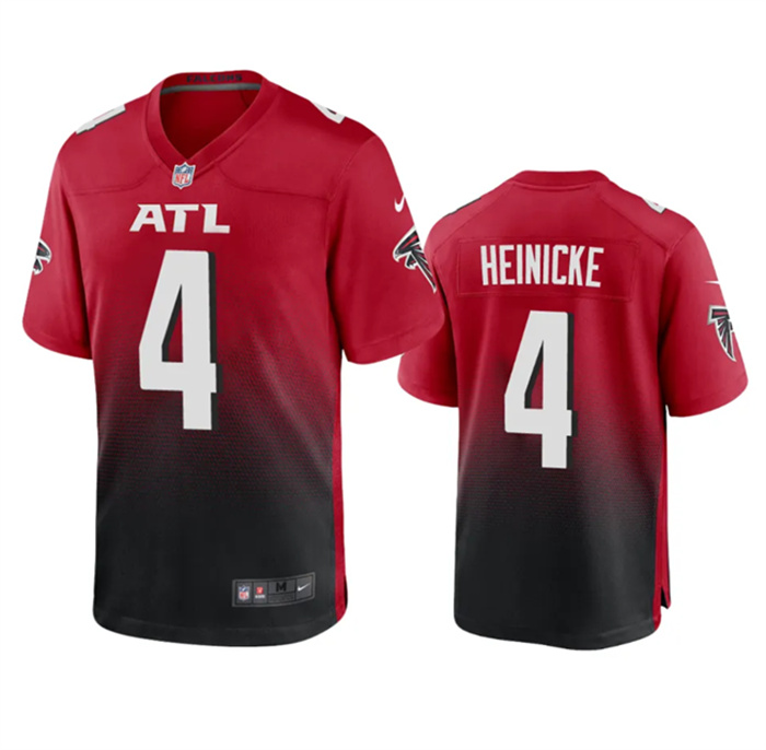Men's Atlanta Falcons #4 Taylor Heinicke Red/Black Stitched Game Jersey