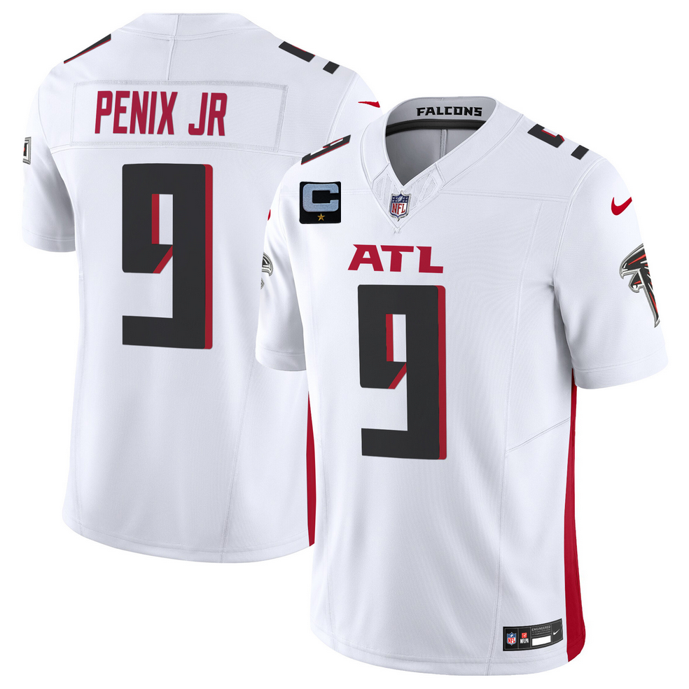 Men's Atlanta Falcons #9 Michael Penix Jr White 2025 F.U.S.E. With 1-Star C Patch Vapor Untouchable Limited Stitched Football Jersey