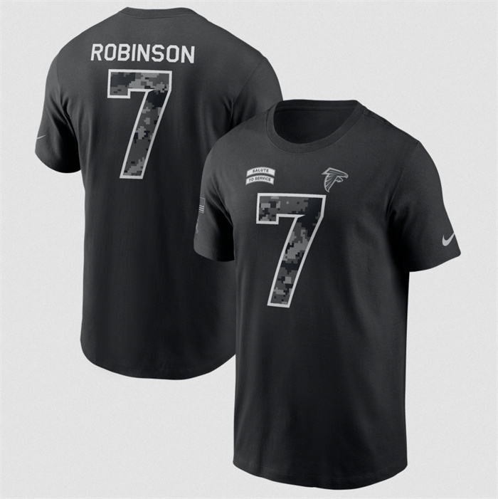 Men's Atlanta Falcons#7 Bijan Robinson Black 2026 Salute to Service Name & Number T-Shirt