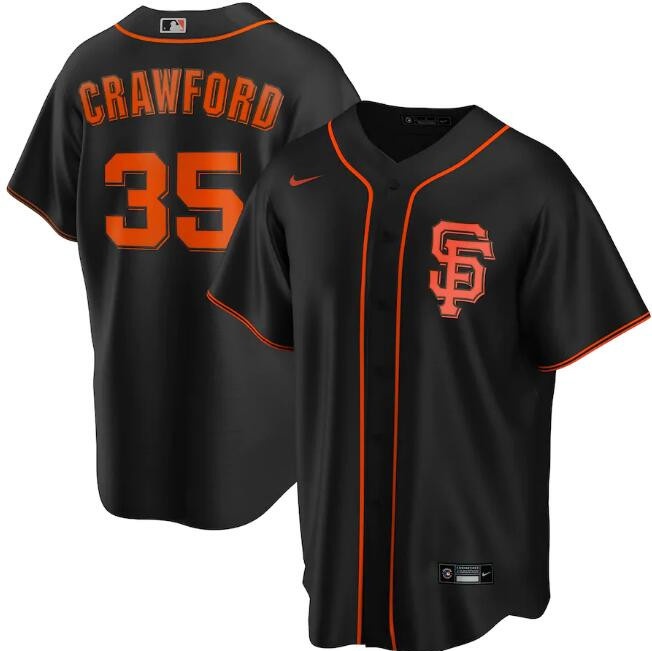 Men's San Francisco Giants #35 Brandon Crawford Black MLB Cool Base Stitched Jersey