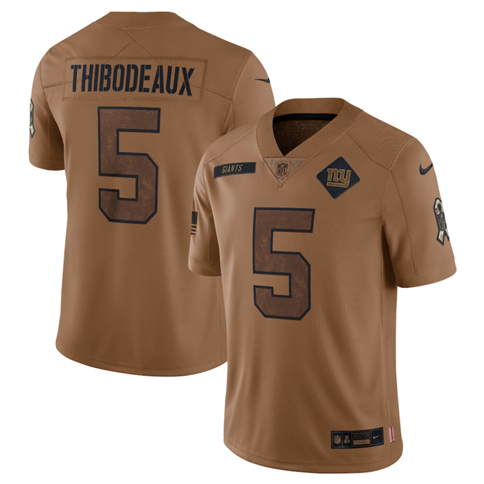 Men's New York Giants #5 Kayvon Thibodeaux 2023 Brown Salute To Service Limited Football Jersey