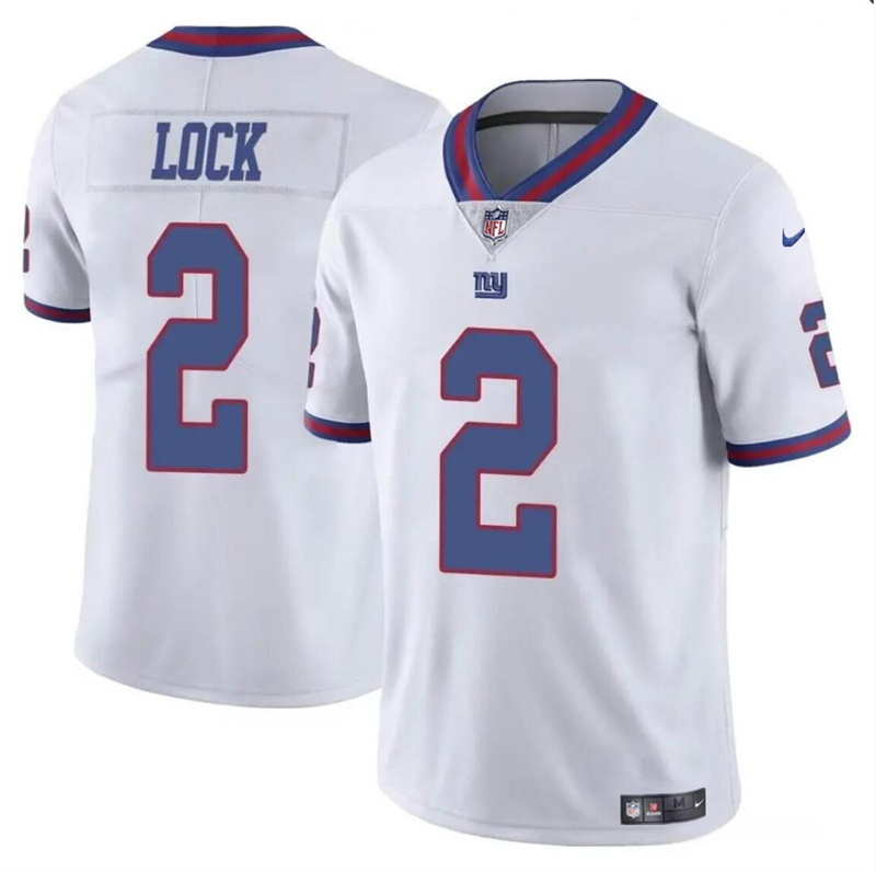 Men's New York Giants #2 Drew Lock White Limited Stitched Jersey