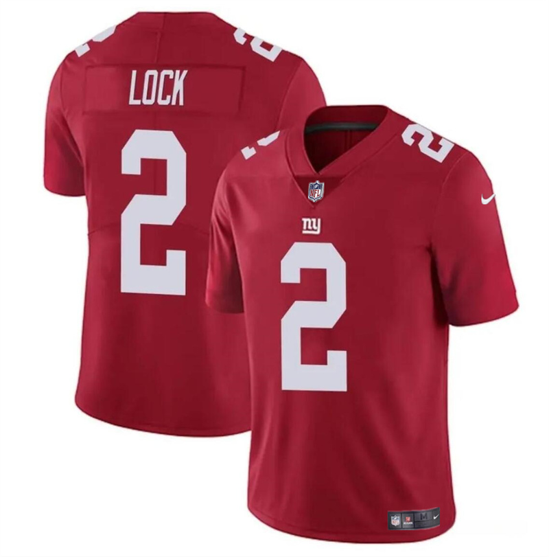 Men's New York Giants #2 Drew Lock Red Vapor Untouchable Limited Stitched Jersey