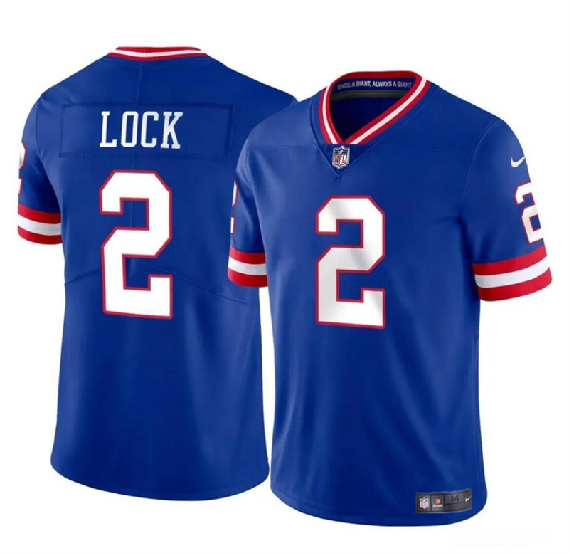 Men's New York Giants #2 Drew Lock Blue Throwback Vapor Untouchable Limited Stitched Jersey