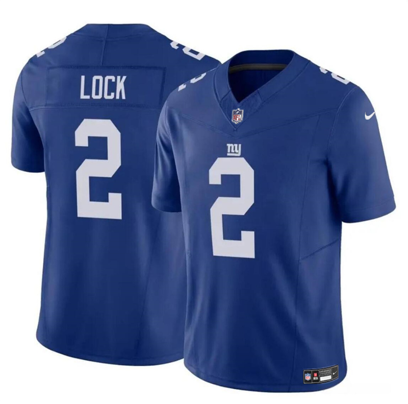 Men's New York Giants #2 Drew Lock Blue Vapor Untouchable Limited Stitched Jersey
