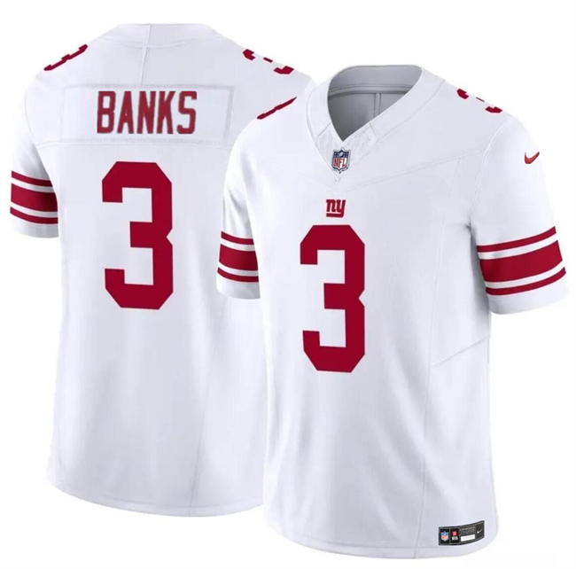 Men's New York Giants #3 Deonte Banks White 2023 F.U.S.E. Vapor Untouchable Limited Stitched Jersey