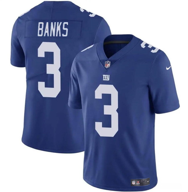 Men's New York Giants #3 Deonte Banks Blue Vapor Untouchable Limited Stitched Jersey