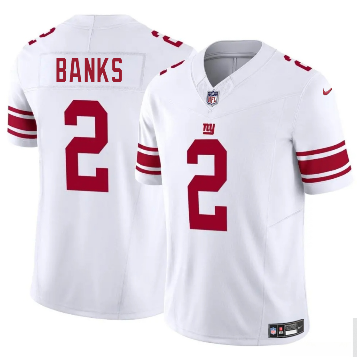 Men's New York Giants #2 Deonte Banks White 2025 F.U.S.E. Vapor Untouchable Limited Stitched Jersey Men's New York Giants #2 Deonte Banks White 2025 F.U.S.E. Vapor Untouchable Limited Stitched Jersey