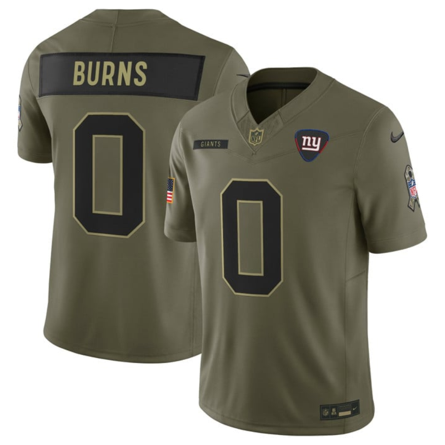 Men's New York Giants #0 Brian Burns Olive 2025 F.U.S.E. Salute to Service Limited Stitched Football Jersey