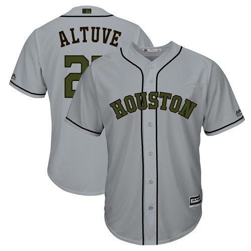 Astros #27 Jose Altuve Grey New Cool Base 2018 Memorial Day Stitched MLB Jersey