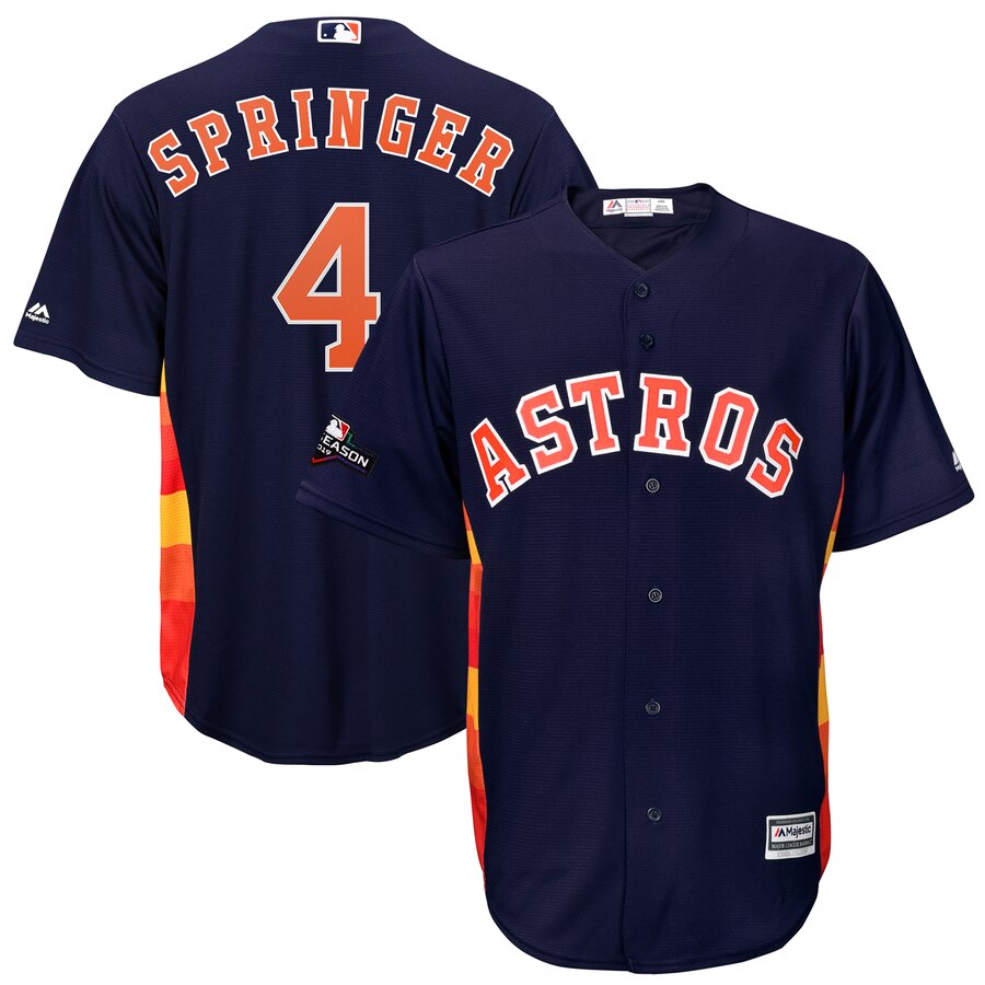 Houston Astros #4 George Springer Majestic 2019 Postseason Official Cool Base Player Jersey Navy
