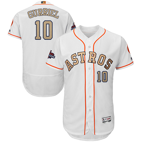 Astros #10 Yuli Gurriel White FlexBase Authentic 2018 Gold Program Cool Base Stitched MLB Jersey