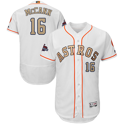 Astros #16 Brian McCann White FlexBase Authentic 2018 Gold Program Cool Base Stitched MLB Jersey