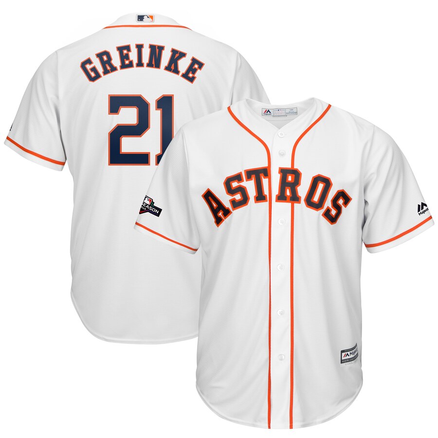 Houston Astros #21 Zack Greinke Majestic 2019 Postseason Official Cool Base Player Jersey White