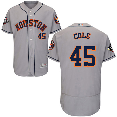 Astros #45 Gerrit Cole Grey Flexbase Authentic Collection 2019 World Series Bound Stitched MLB Jersey