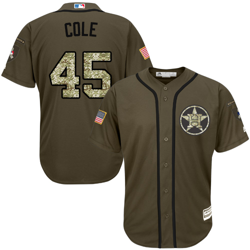 Astros #45 Gerrit Cole Green Salute to Service Stitched MLB Jersey