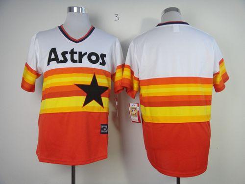 Mitchell And Ness Astros Blank White/Orange Stitched Throwback MLB Jersey